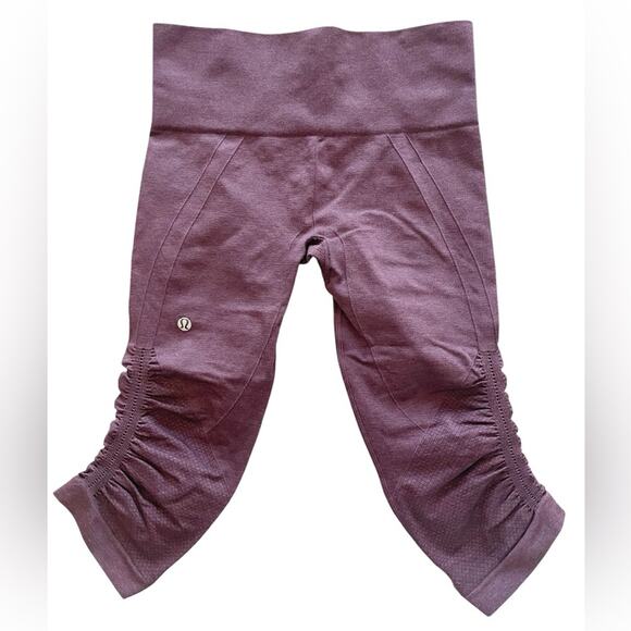 Lululemon In The Flow Crop II Heathered Berry Yum Yum Size 4 - Picture 4 of 9